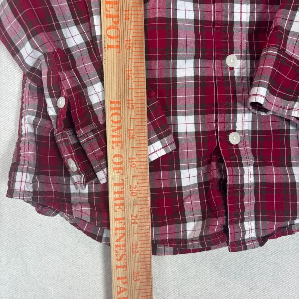 Gymboree Boys Plaid & Check Button Down Shirts Set of 2 Red Brown Size M 7-8